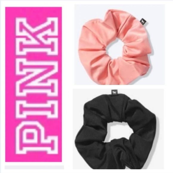 PINK Victoria's Secret Accessories - NEW VICTORIA'S SECRET PINK LOGO SCRUNCHIE HAIR BAND TIE PONYTAIL